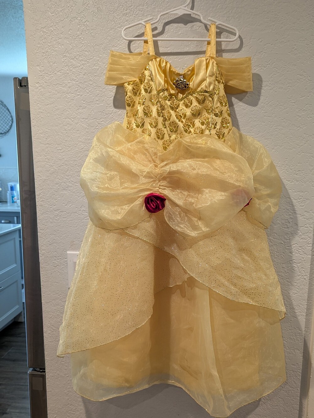 Disney Princess Belle Yellow Sparkle Princess Dress with Rose Detail